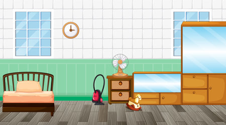 Bedroom interior design with furniture illustrationのイラスト素材