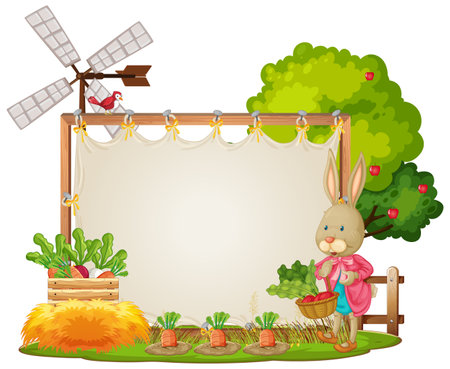 Canvas frame template in the garden scene isolated on white background illustrationのイラスト素材