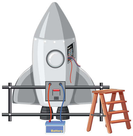 Isolated spaceship on white background illustrationのイラスト素材