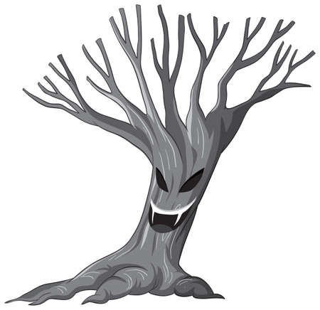 Isolated creey ghost tree illustrationのイラスト素材