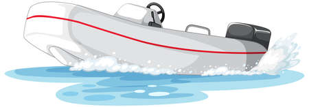Powerboat or speedboat on the water illustrationのイラスト素材