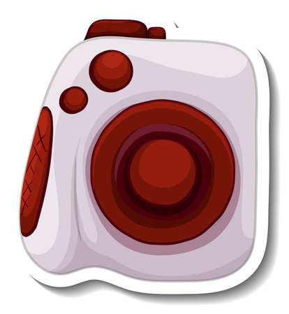 A sticker template with instant camera isolated illustrationのイラスト素材