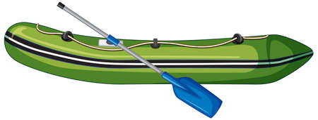 Inflatable boat with oars on white background illustrationのイラスト素材