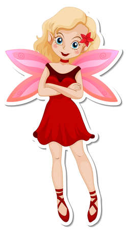 Beautiful fairy cartoon character sticker illustrationのイラスト素材