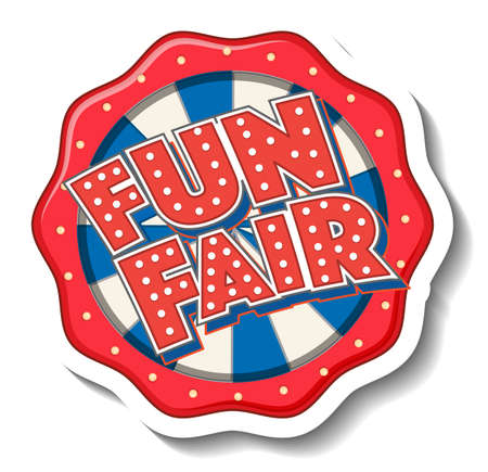 Sticker template with Funfair banner isolated illustrationのイラスト素材
