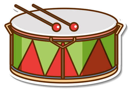 Sticker drum musical instrument illustrationのイラスト素材