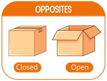 Opposite words with closed and open  illustrationのイラスト素材