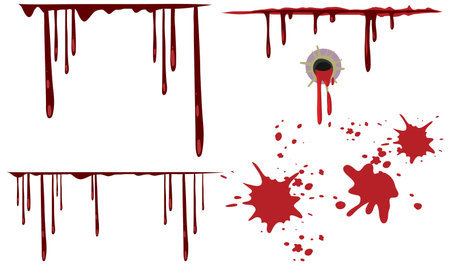 Dripping blood set on white background illustrationのイラスト素材
