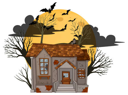 Isolated halloween abandoned house  illustrationのイラスト素材