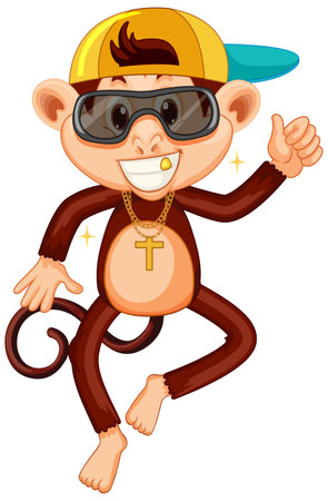 Swag monkey cartoon character illustrationのイラスト素材