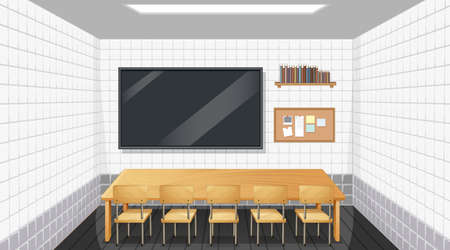 Classroom interior design with furniture and decoration illustrationのイラスト素材