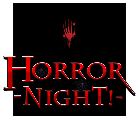 Horror Night text design for Halloween festival illustrationのイラスト素材