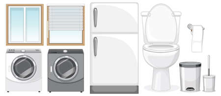 Furniture set for interior design on white background illustrationのイラスト素材