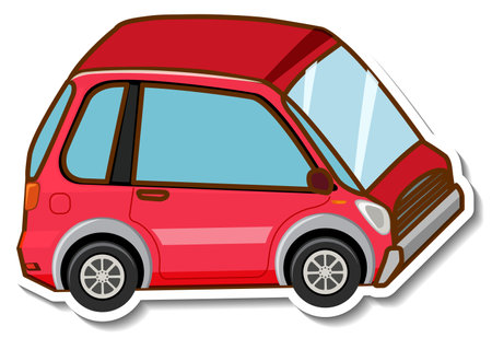 A sticker template with mini car in cartoon style isolated illustrationのイラスト素材