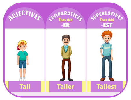 Comparative and Superlative Adjectives for word tall illustrationのイラスト素材