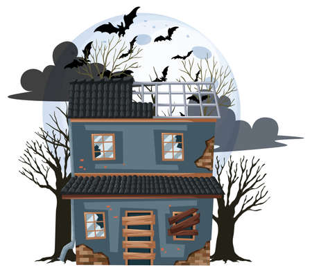 Isolated halloween abandoned house  illustrationのイラスト素材