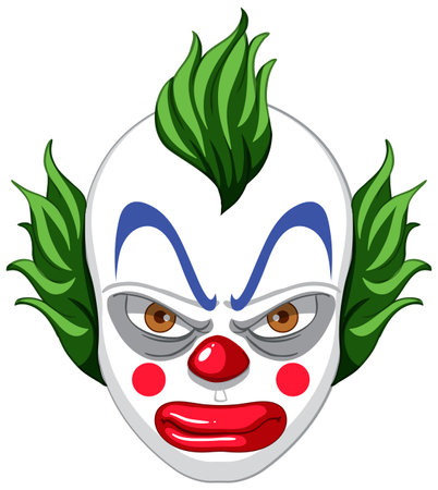 Creepy clown face on white background illustrationのイラスト素材