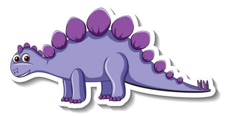 A sticker template with cute dinosaur cartoon character isolated illustrationのイラスト素材