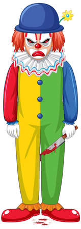 Creepy clown character on white background illustrationのイラスト素材