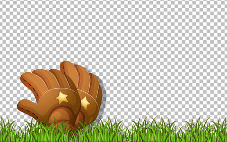 Football gloves and grass on transparent background illustrationのイラスト素材