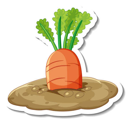 Sticker template with carrot in underground isolated illustrationのイラスト素材
