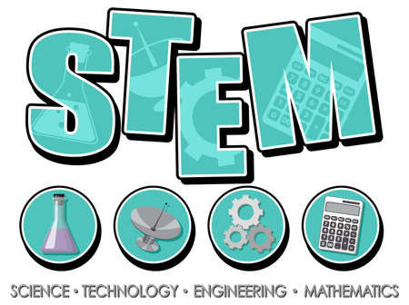 STEM education logo banner on white background illustrationのイラスト素材