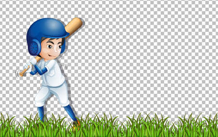 Baseball player cartoon character on transparent background illustrationのイラスト素材