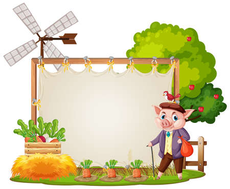 Canvas frame template in the garden scene isolated on white background illustrationのイラスト素材