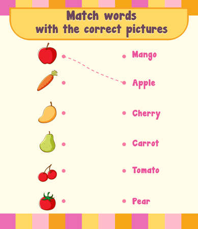 Match the words with the correct pictures illustrationのイラスト素材