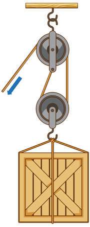 Science experiment on force and motion with pulley illustrationのイラスト素材