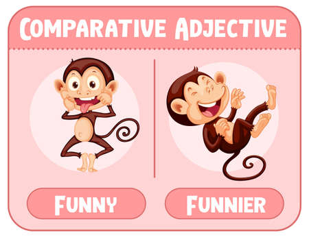 Comparative adjectives for word funny illustrationのイラスト素材