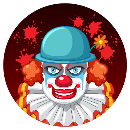 Scary creepy clown face illustrationのイラスト素材