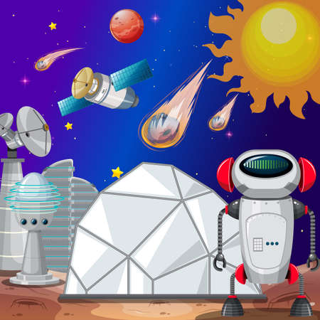 A space cartoon background scene illustrationのイラスト素材