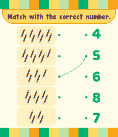 Count and match numbers math worksheet template illustrationのイラスト素材