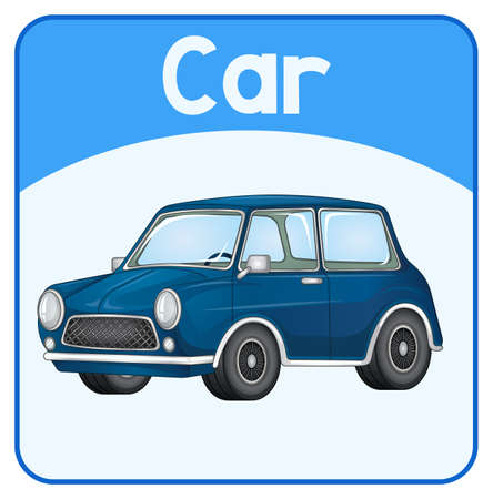 Educational English word card of car illustrationのイラスト素材