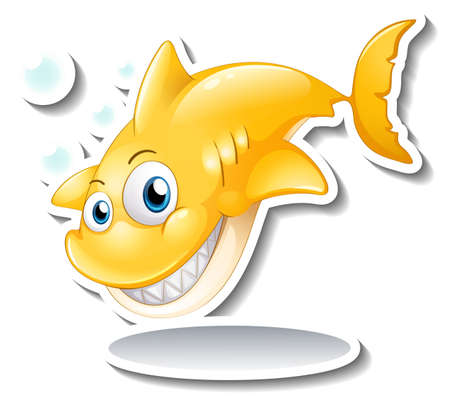 Smiling shark cartoon sticker illustrationのイラスト素材