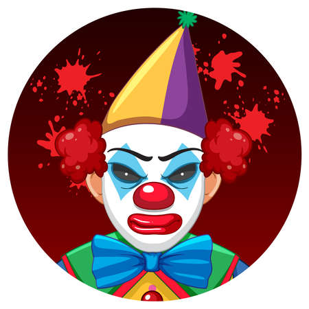 Scary creepy clown face illustrationのイラスト素材