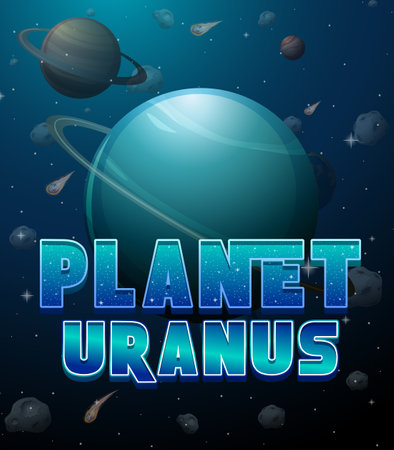 Planet Uranus word logo poster illustrationのイラスト素材