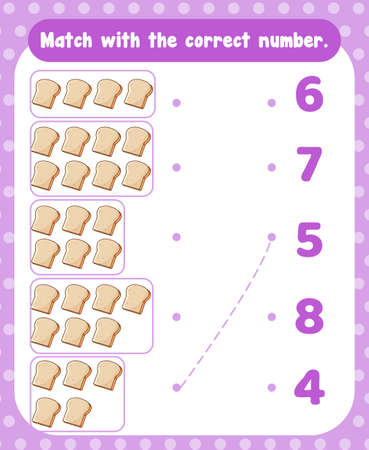 Count and match numbers math worksheet template illustrationのイラスト素材
