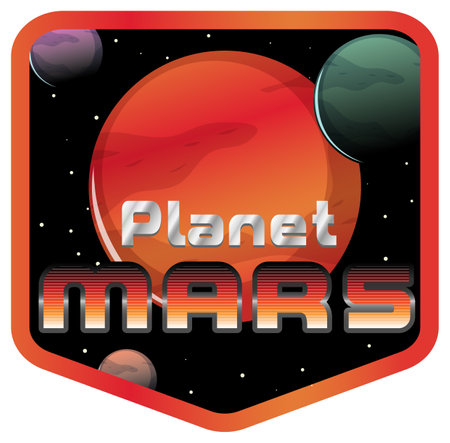 Planet Mars word logo design illustrationのイラスト素材