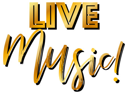 Live Music gold hand drawn font design illustrationのイラスト素材
