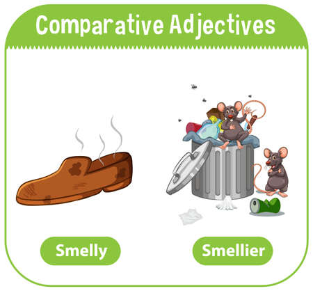Comparative Adjectives for word smelly illustrationのイラスト素材