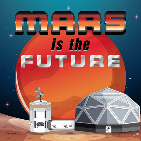 Poster design of Mars is the future illustrationのイラスト素材
