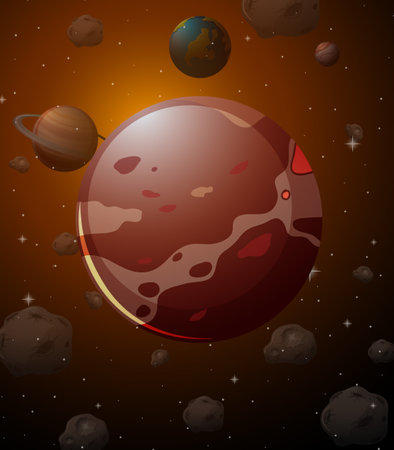 Mercury planet on space background illustrationのイラスト素材