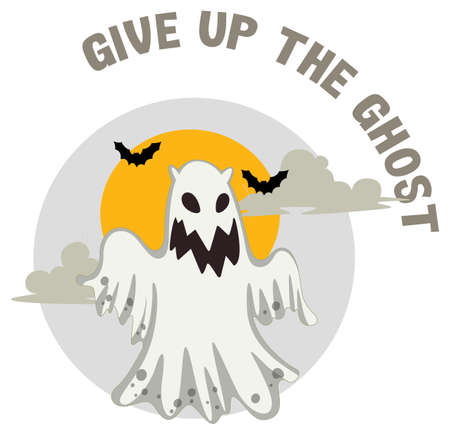English idiom with picture description for give up the ghost illustrationのイラスト素材
