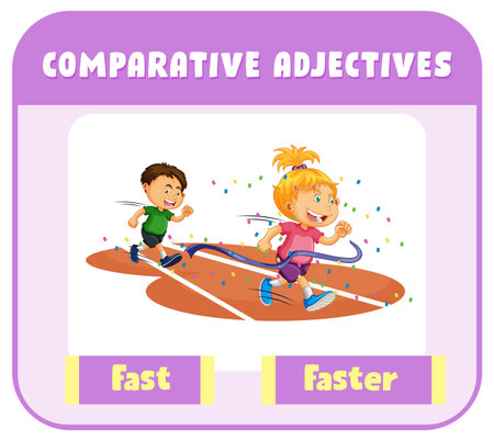 Comparative Adjectives for word fast illustrationのイラスト素材