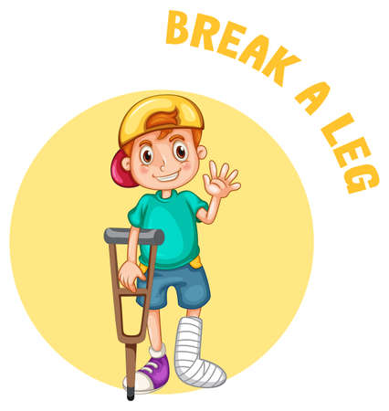 English idiom with picture description for break a leg illustrationのイラスト素材