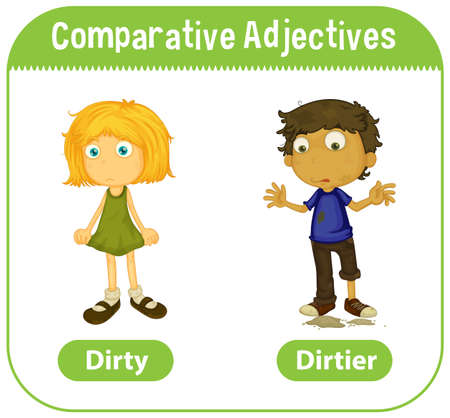 Comparative Adjectives for word dirty illustrationのイラスト素材