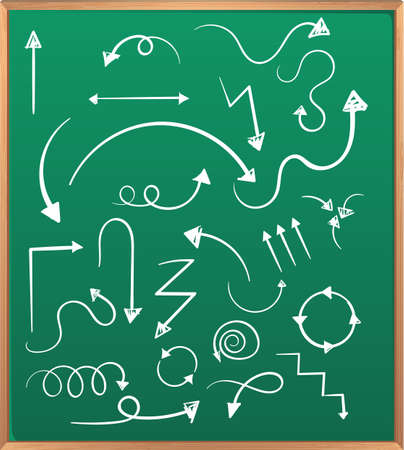 Hand drawn doodle icons on chalkboard illustrationのイラスト素材