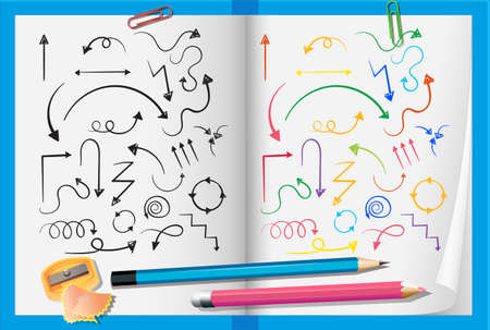 Hand drawn doodles on paper illustrationのイラスト素材